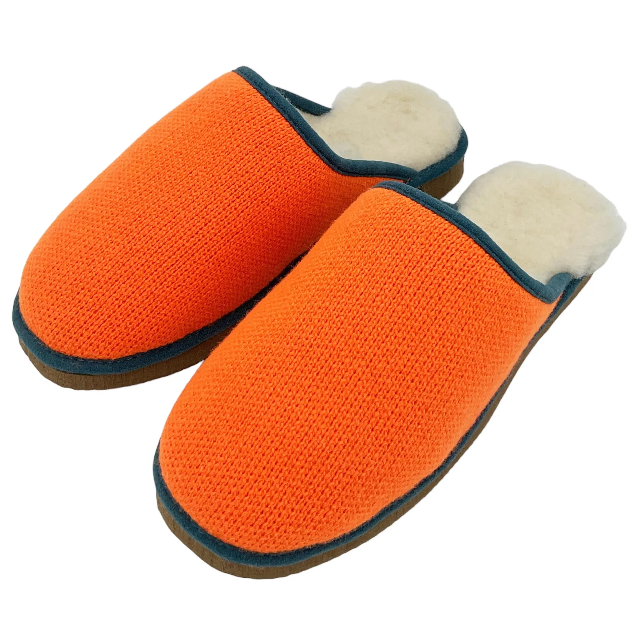 Neon Orange Lambswool & Sheepskin Slippers