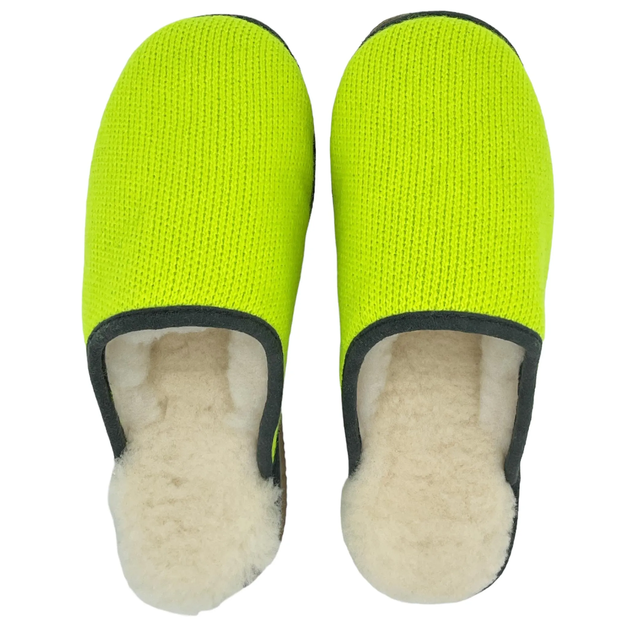 Neon Yellow Lambswool & Sheepskin Slippers