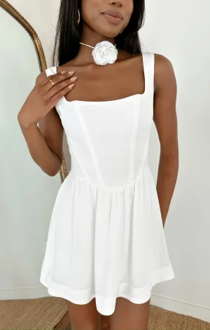 Nina Skort Dress ~ White Silky Crepe