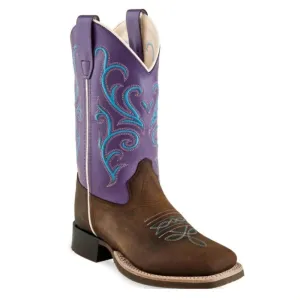 Old West Youth Brown/Purple Western Boots BSY 1907