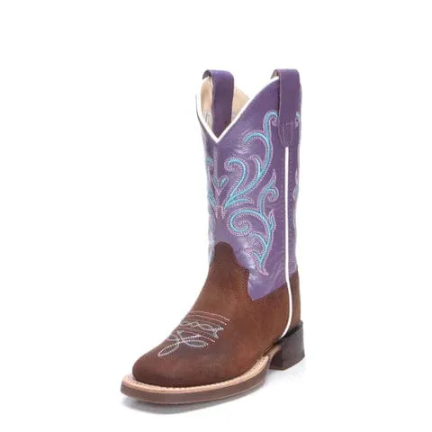 Old West Youth Brown/Purple Western Boots BSY 1907