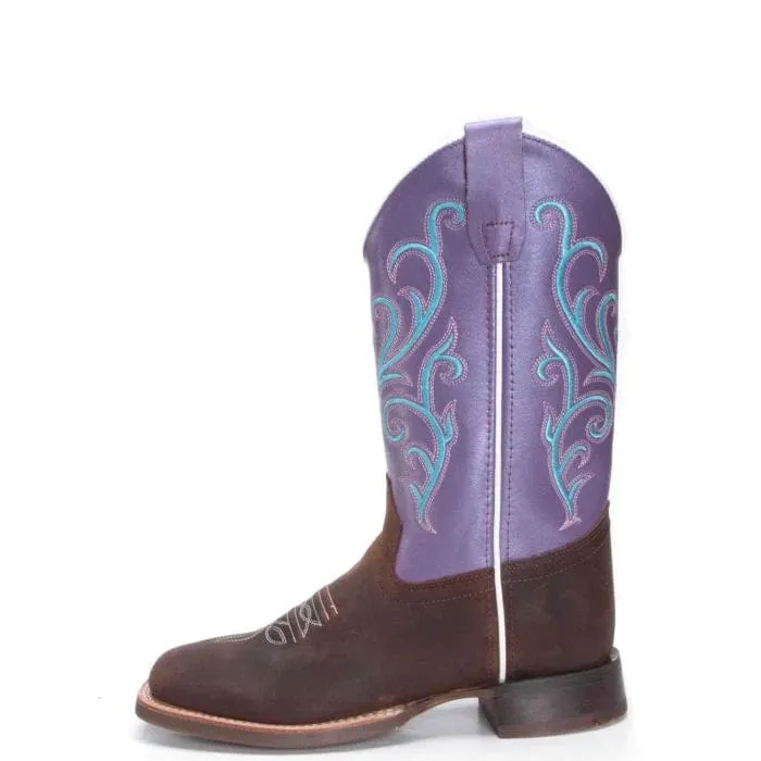 Old West Youth Brown/Purple Western Boots BSY 1907