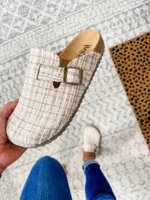 One For The Books Flat Mules in Sand Tweed (7-11)