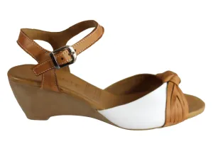 Orizonte Toronto Womens European Leather Comfortable Wedge Sandals