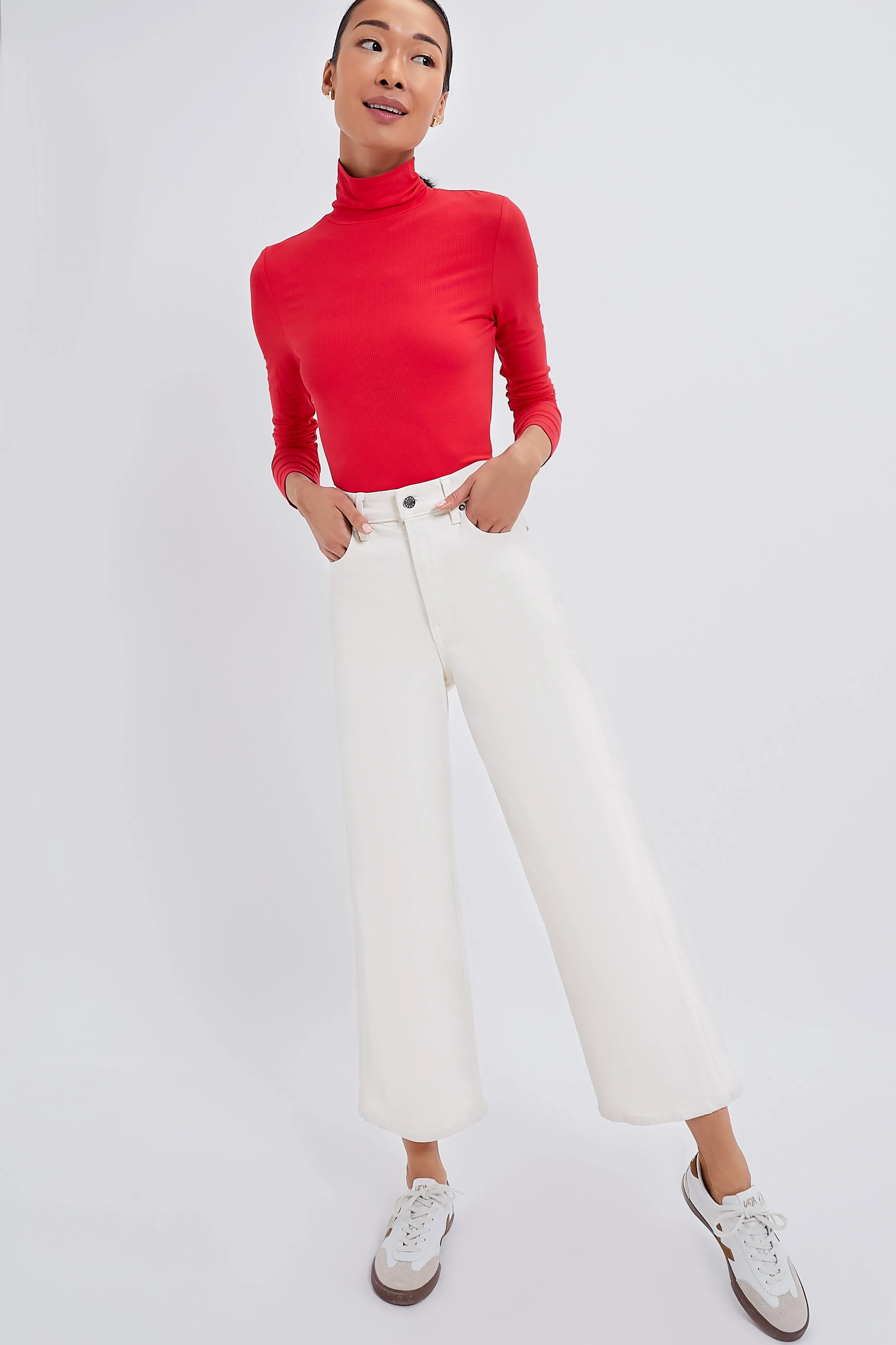 Red Lightweight Ribbed Turtleneck