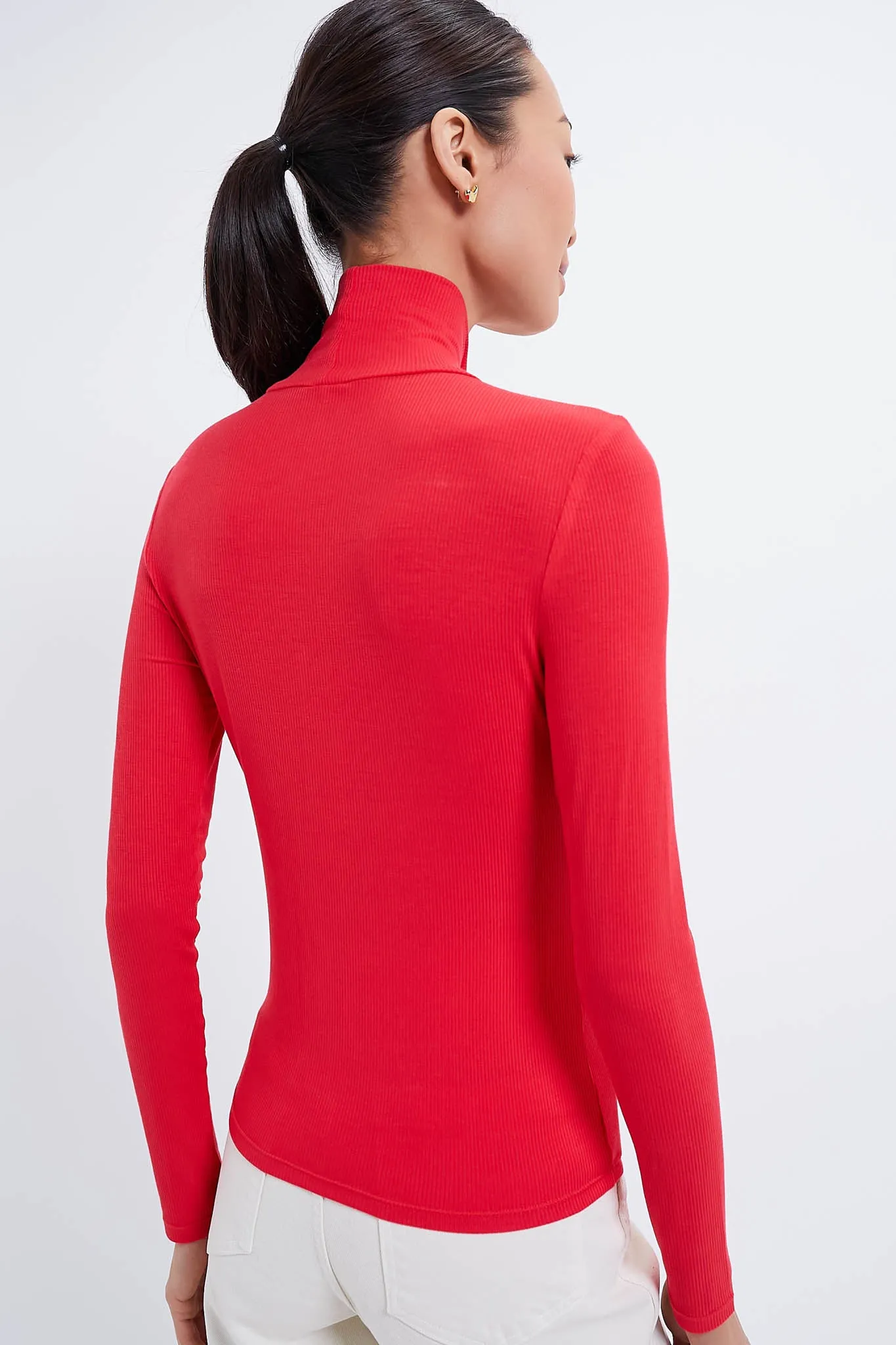 Red Lightweight Ribbed Turtleneck