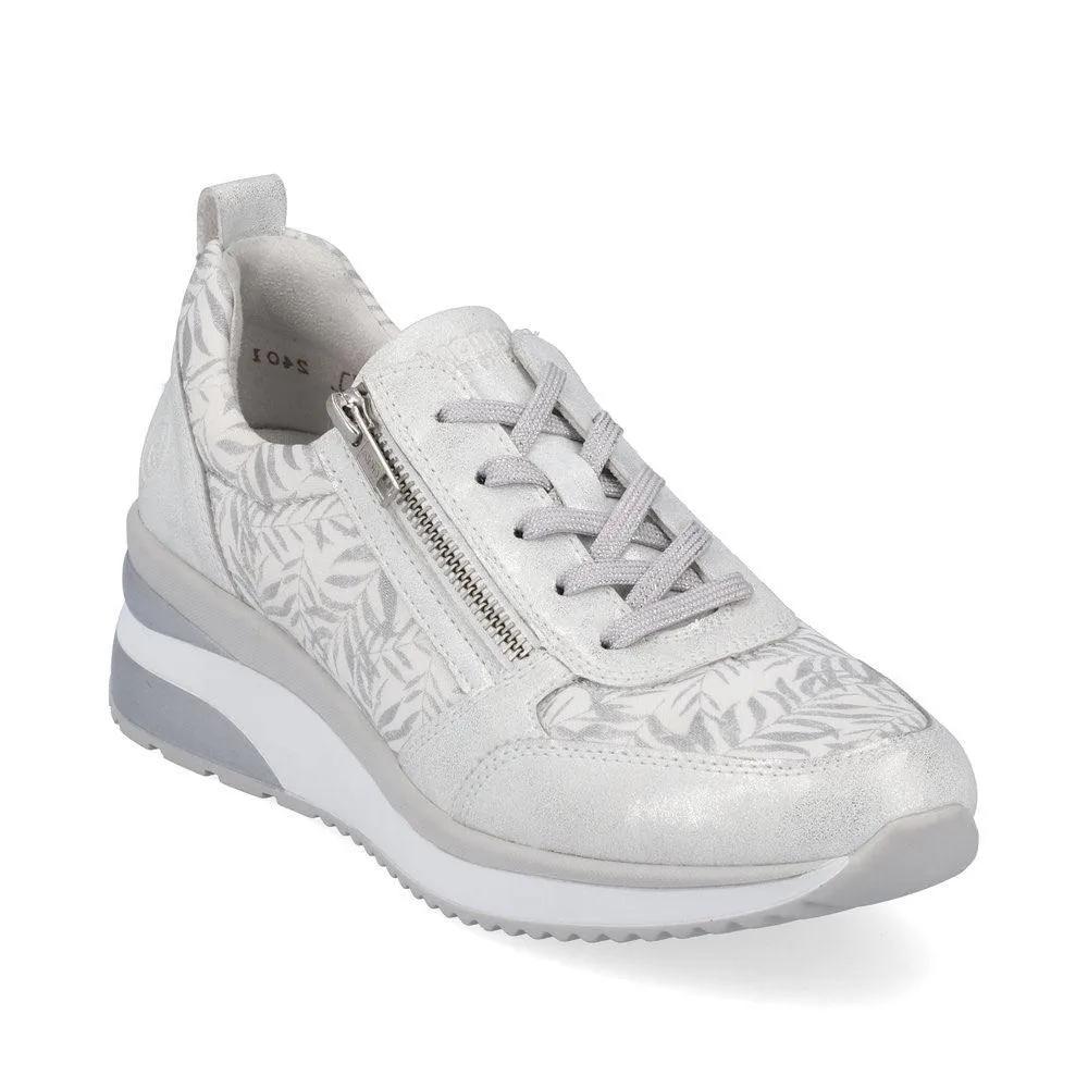 Remonte D2401-91 Guamo White And Silver Print Wedge Trainers