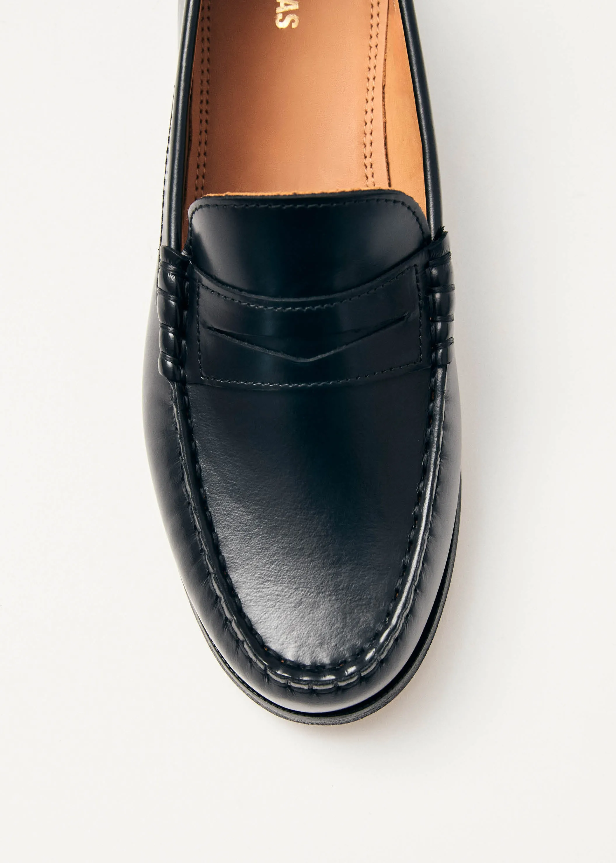 Rivet Black Leather Loafers