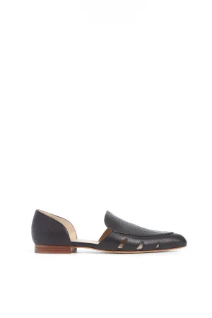 Rory Flat Shoe in Black Textured Leather