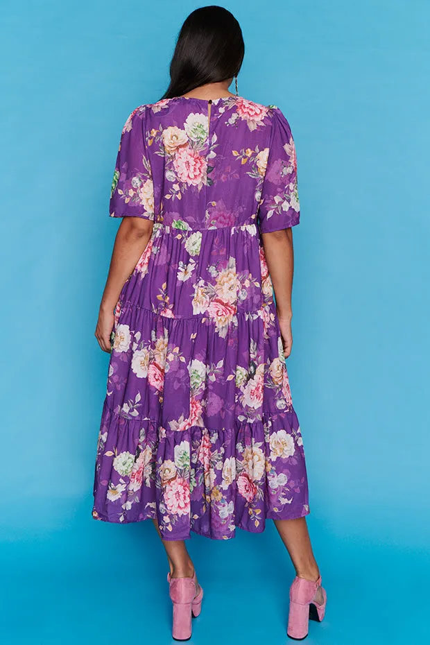 Saturn Antique Purple Floral Dress