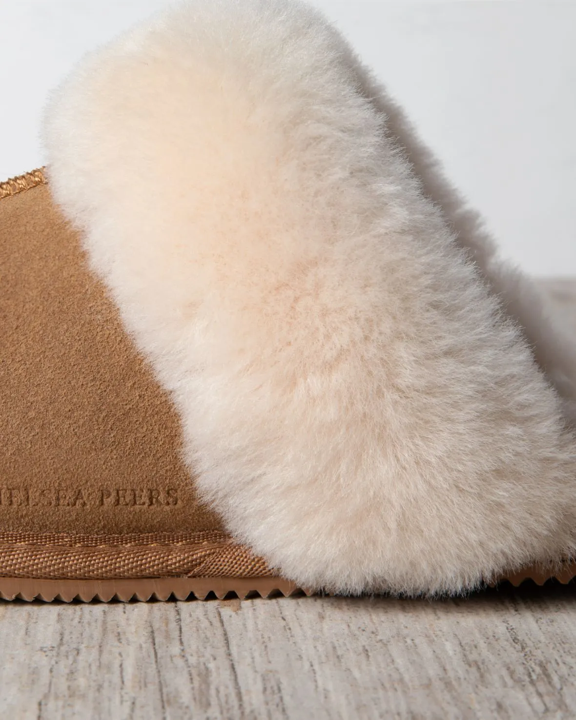 Suede Sheepskin Mule Slippers - Tan