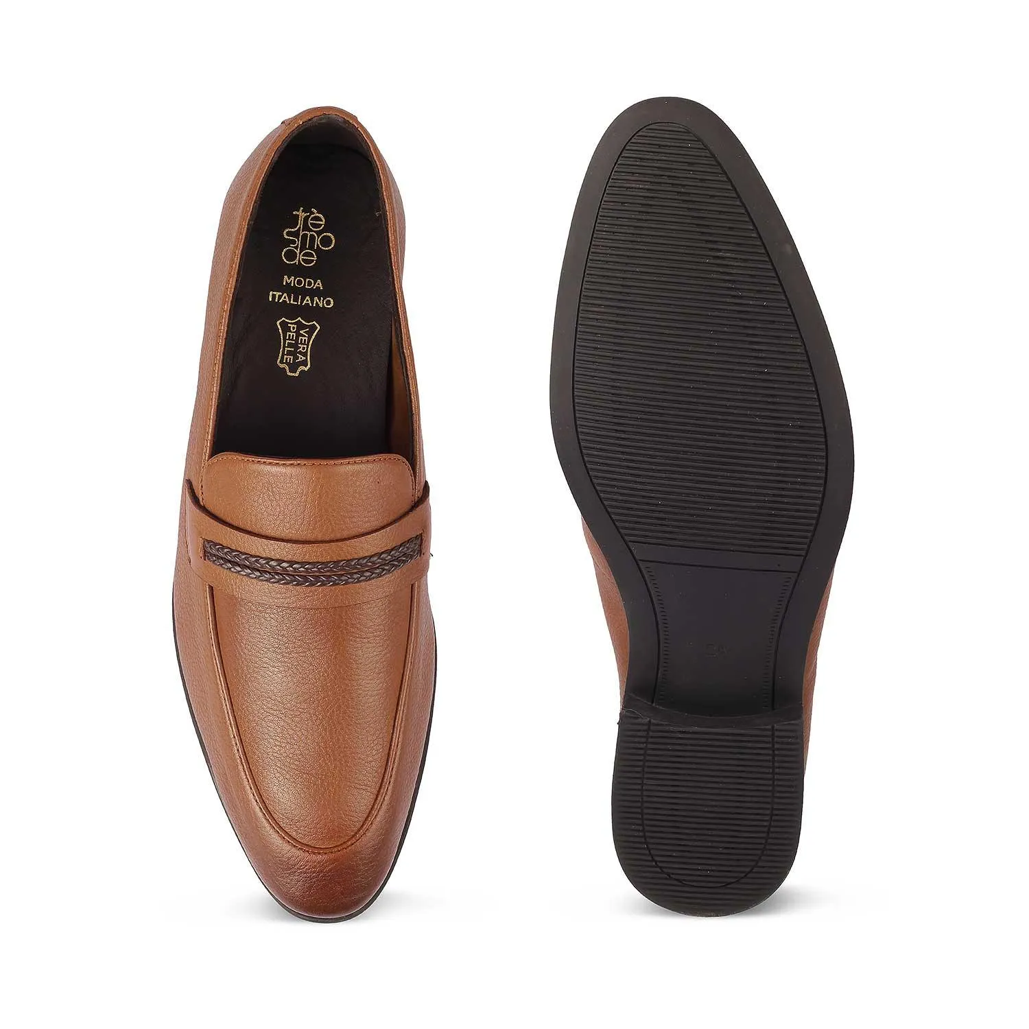 The Bochum Tan Men's Leather Loafers Tresmode