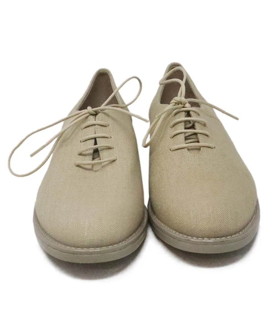 Theory Beige Canvas Lace Up Loafers sz 8