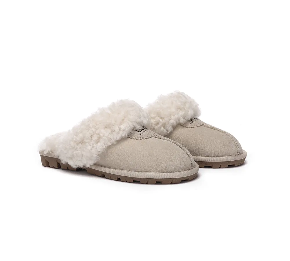 UGG Slippers Double Faced Sheepskin Wool Waffle Curly