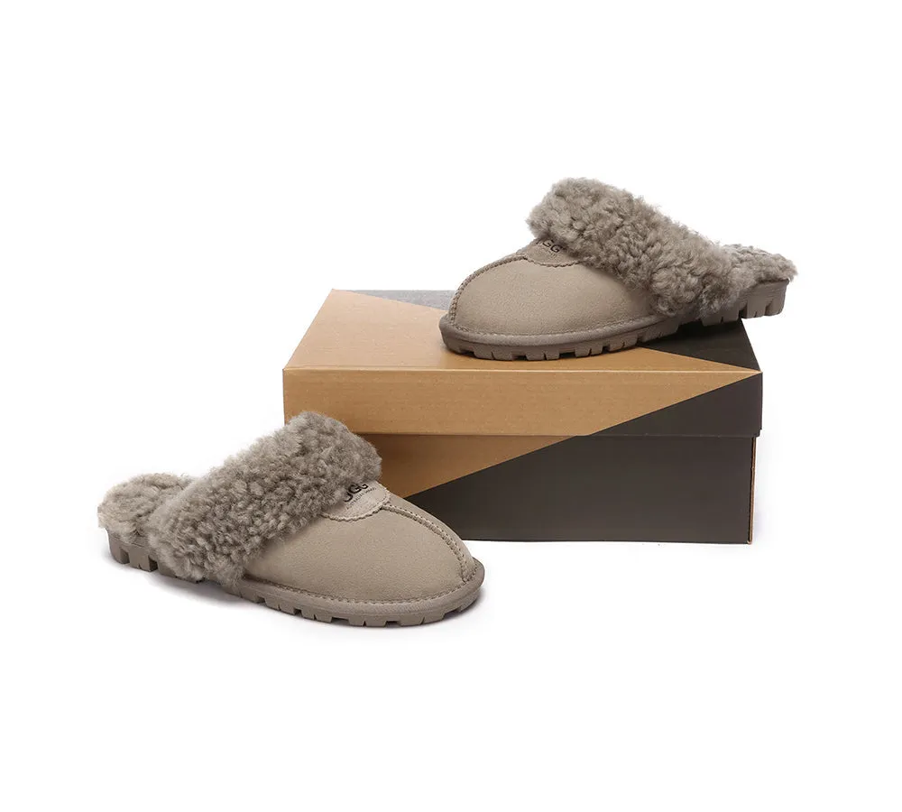 UGG Slippers Double Faced Sheepskin Wool Waffle Curly