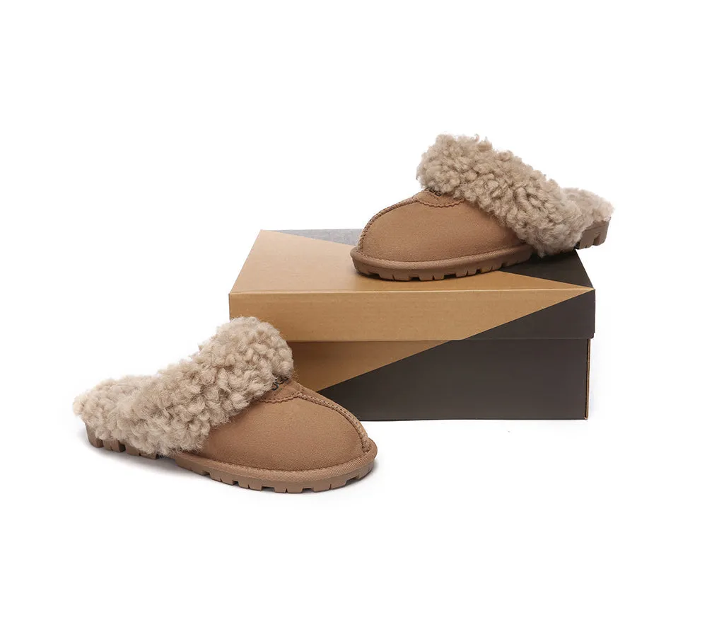 UGG Slippers Double Faced Sheepskin Wool Waffle Curly