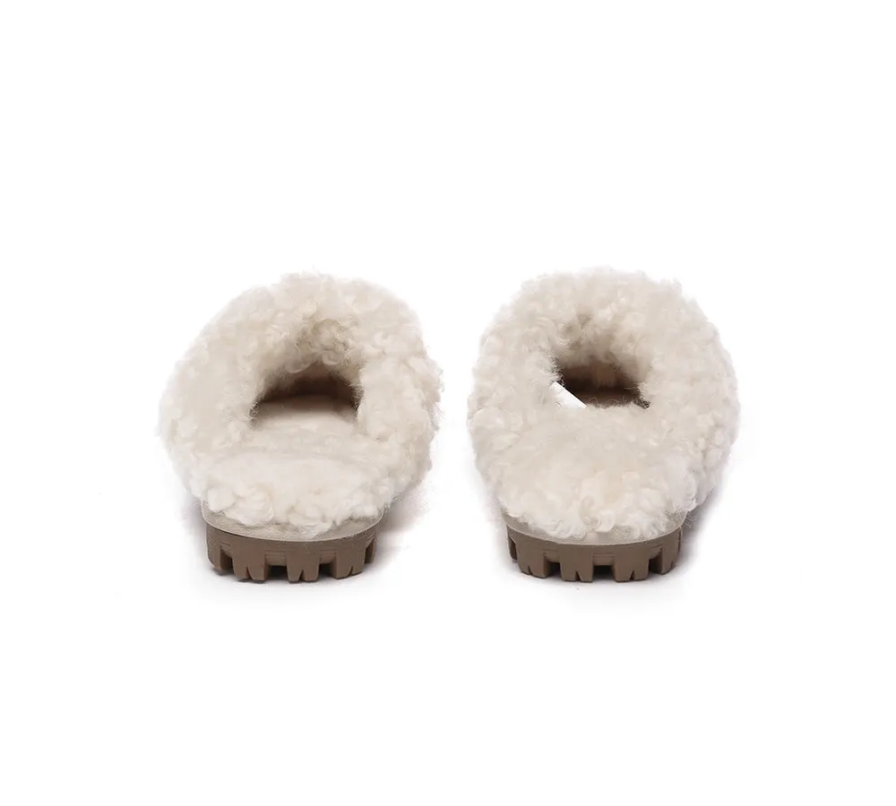 UGG Slippers Double Faced Sheepskin Wool Waffle Curly