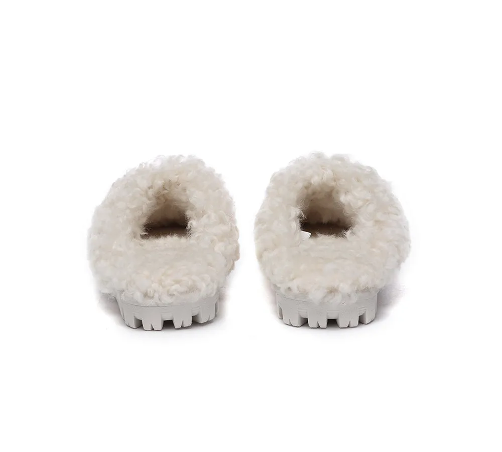 UGG Slippers Double Faced Sheepskin Wool Waffle Curly