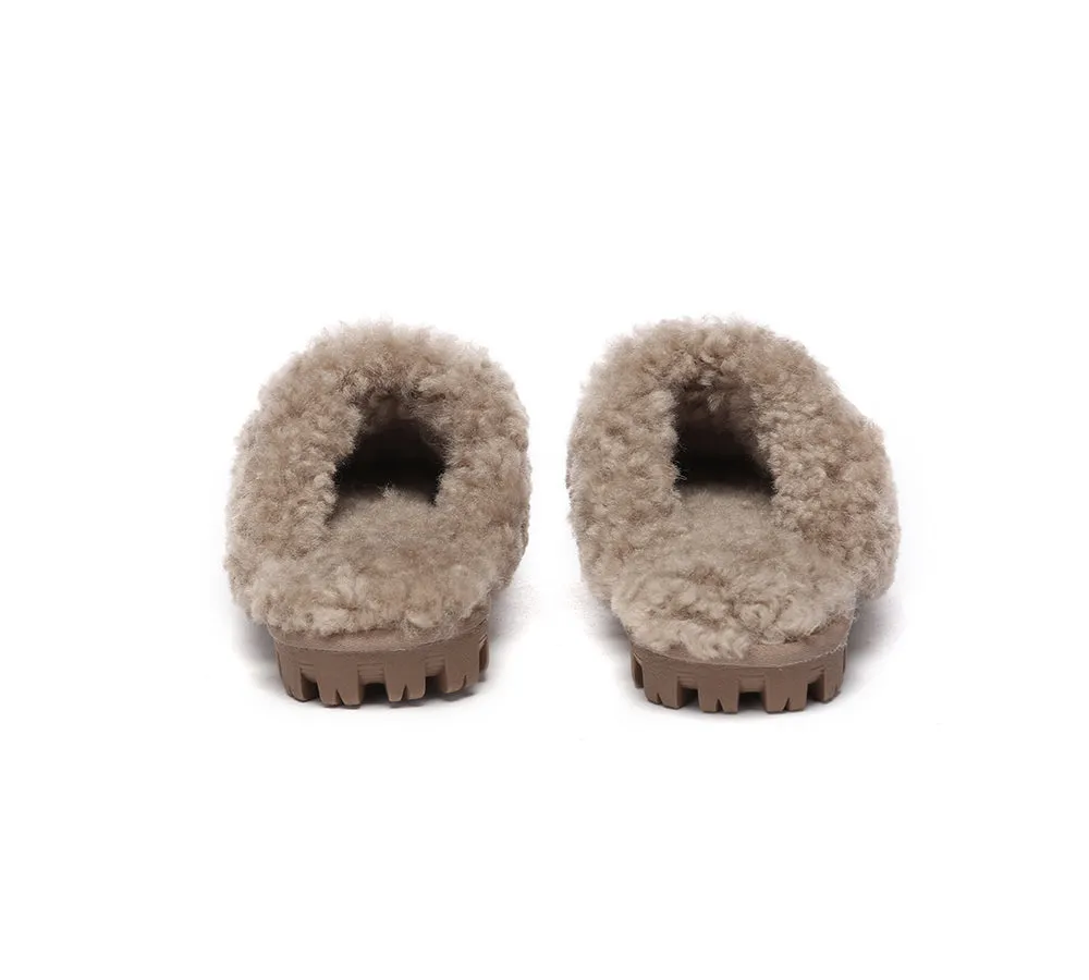 UGG Slippers Double Faced Sheepskin Wool Waffle Curly