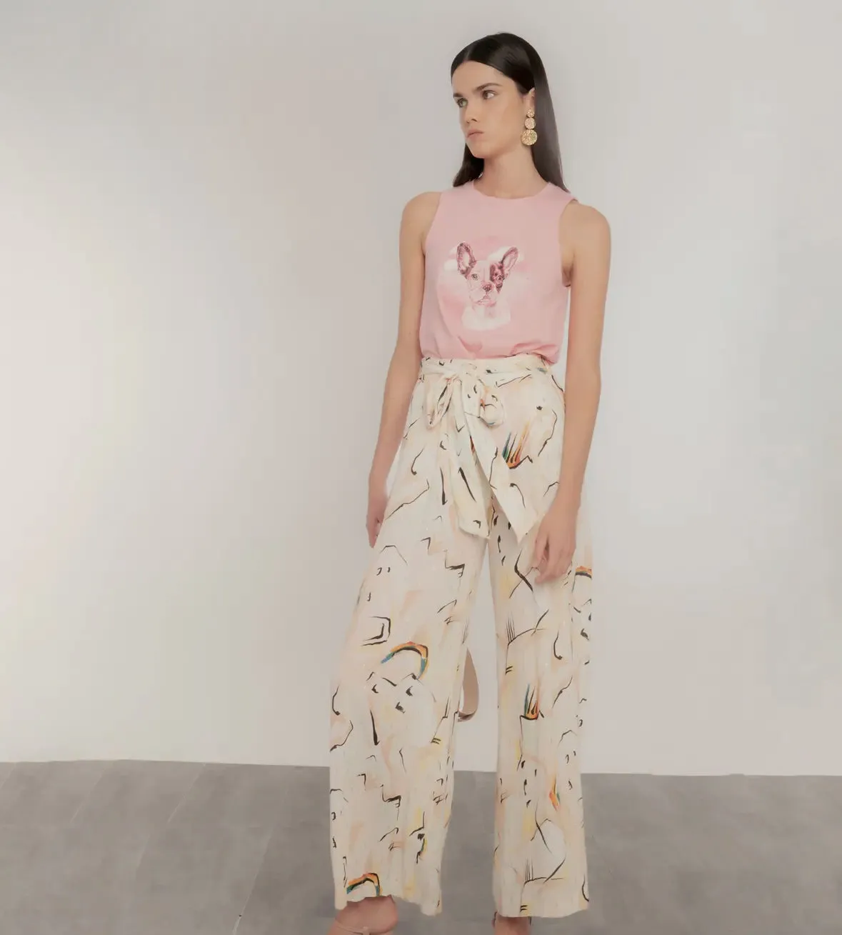 Wide leg flowy pant with pleats by Dolores Promesas