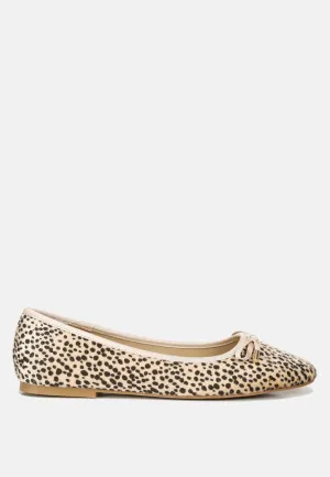 Ziggy Animal Print Flat Bow Ballerinas